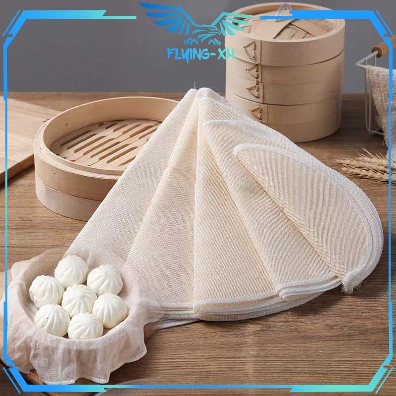 Kain alas kukus 5pcs Kain Kukusan Anti Lengket Kain Dimsum Kukus 26/30/40cm Kain Kukusan Dimsum