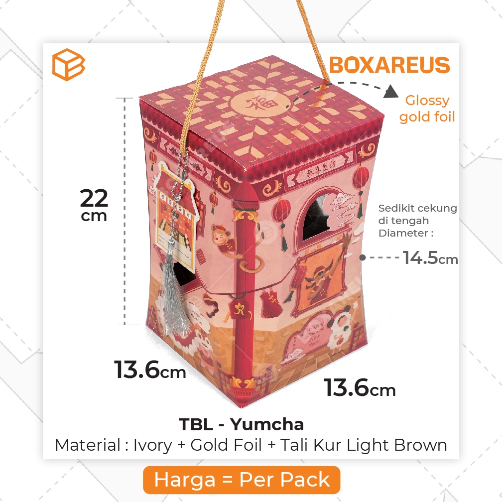 HP - Box CNY Toples Hampers Imlek Dus Packaging Kemasan Kue Kering TBL YUMCHA
