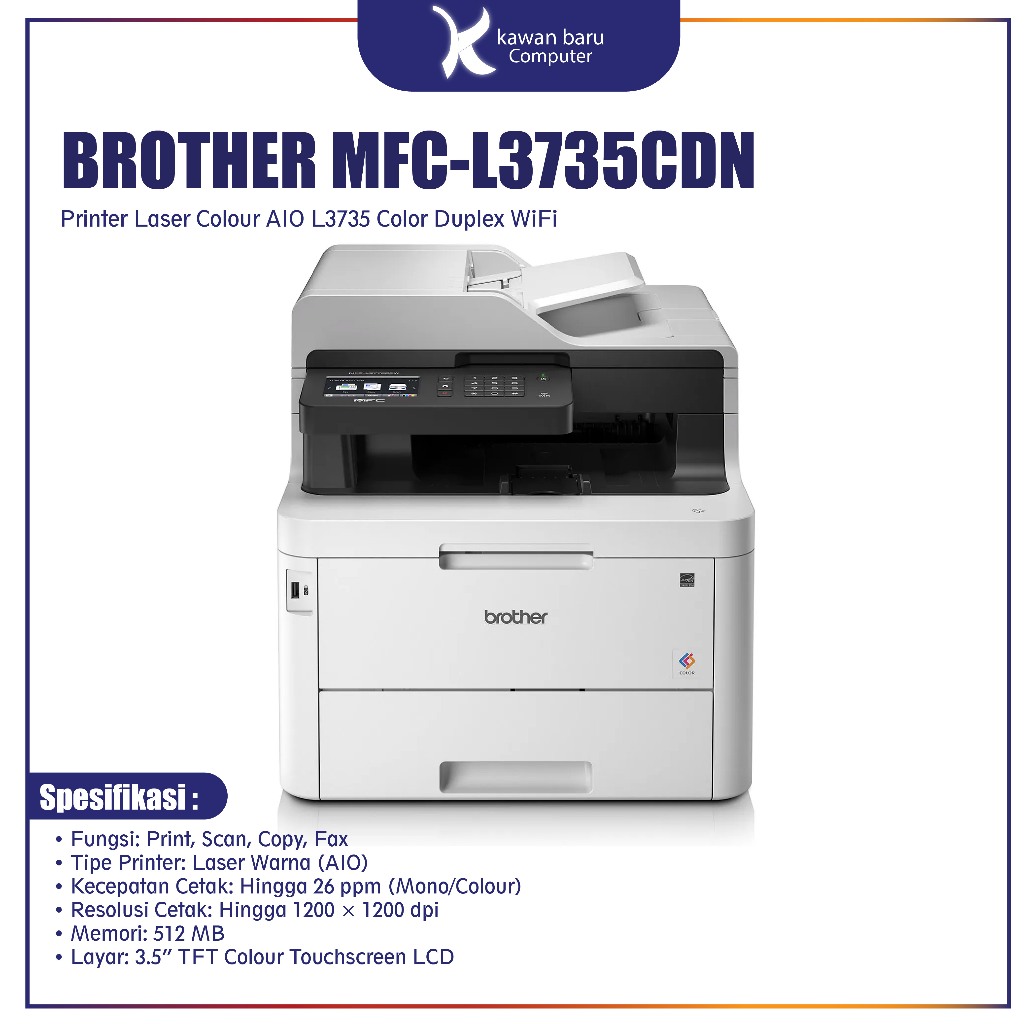 BROTHER MFC-L3735CDN Printer Laser Colour AIO L3735 Color Duplex WiFi