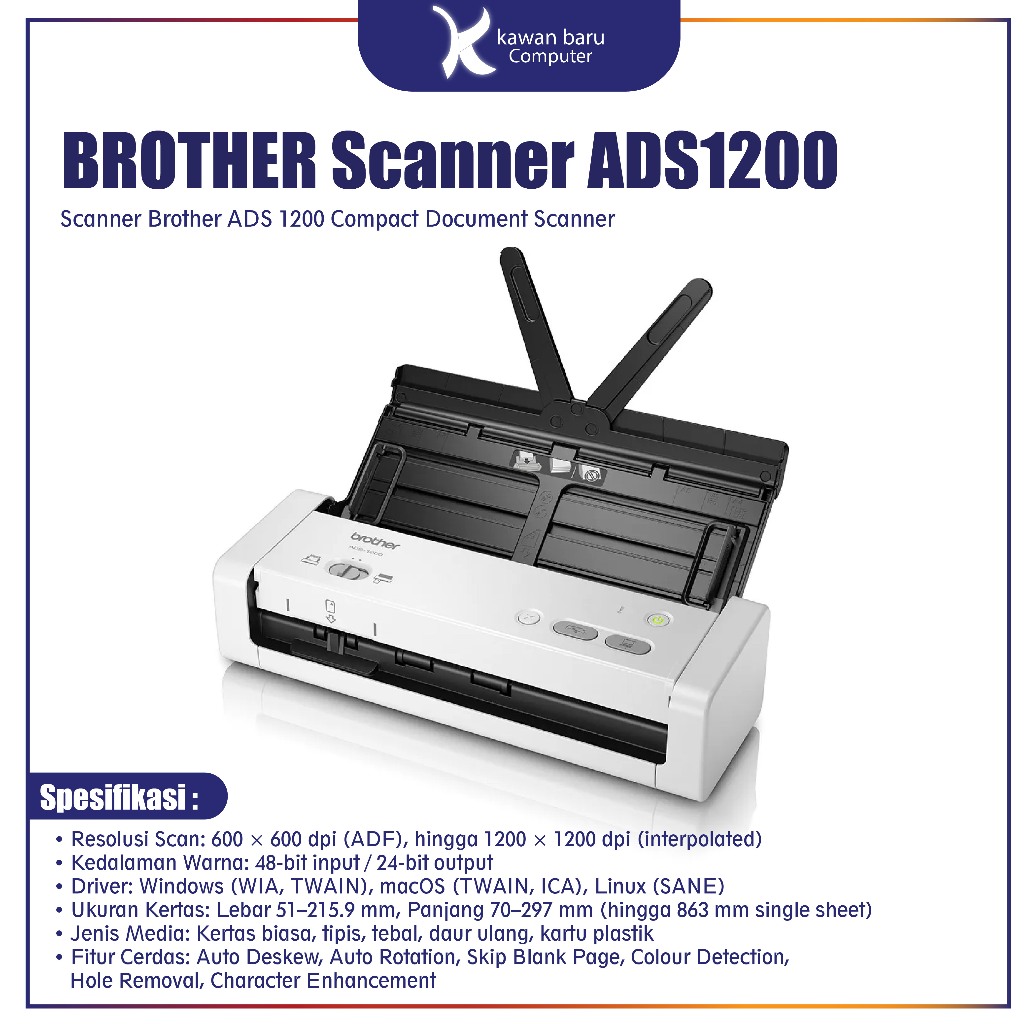 BROTHER Scanner ADS1200 Scanner Brother ADS 1200 Compact Document Scanner