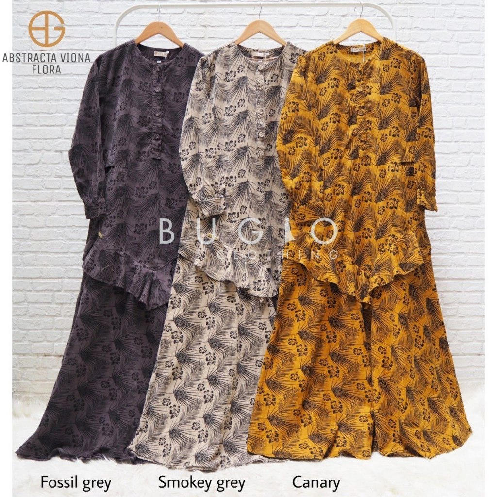 Bugio Clothing Abstracta Viona Flora Dress gamis Jumbo motif abstrak bahan corduroy klasik griya mey