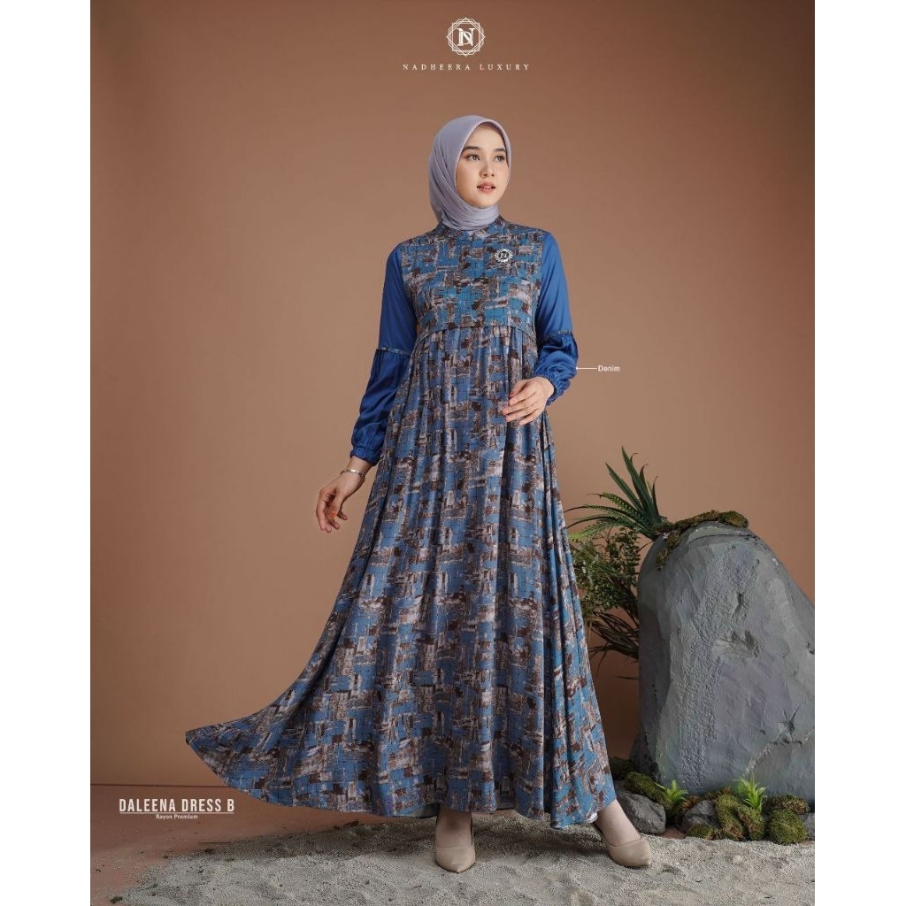 DALEENA DRESS B BY NADHEERA LUXURY √ Gamis motif √ Gamis rayon √ Gamis nadheera