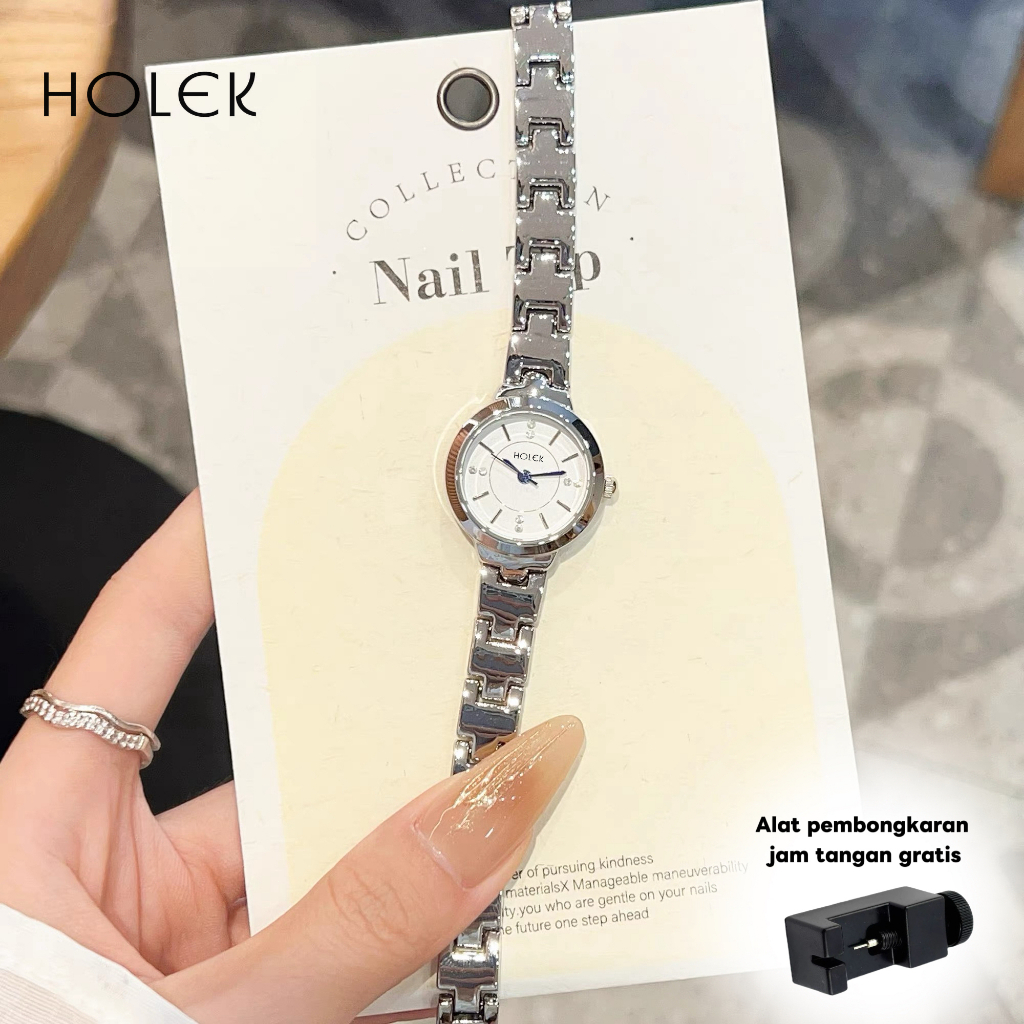 HOLEK 1159 Jam Tangan Wanita Fashion Dial Kecil Tali Stainless Steel Tahan Air Asli Lucu Jam Tangan 