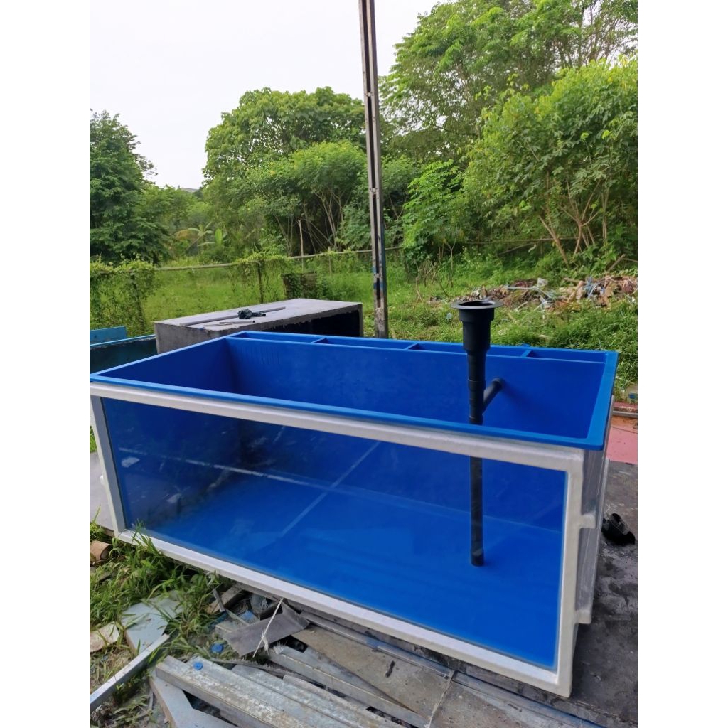 bak fiber 180x100x70 kaca kombinasi filter belakang + Mushroom.