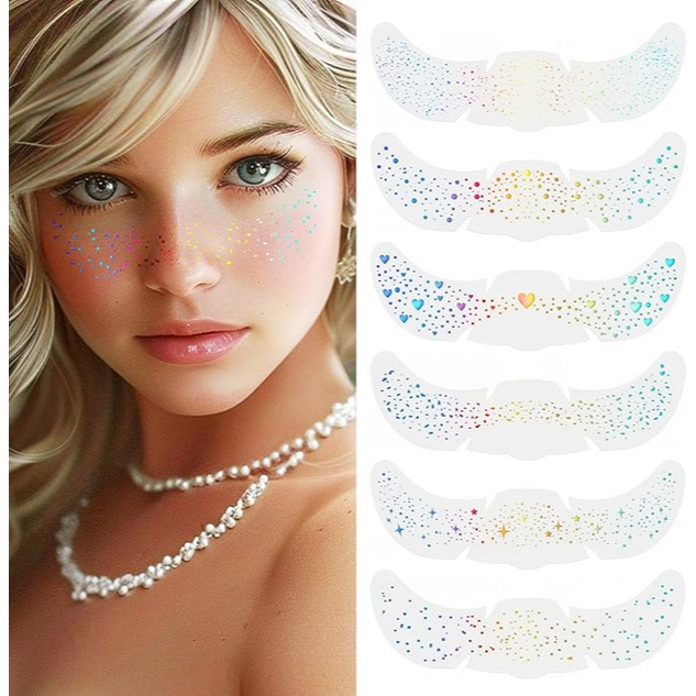 Tatto Wajah Halloween Gothic, Stiker Wajah Halloween Tato Wajah Stiker tattoo Temporary Glitter Waja