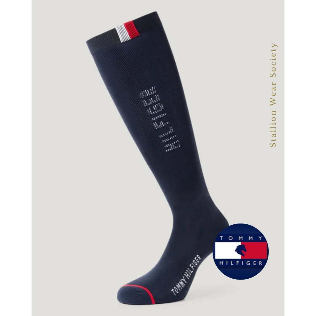 Tommy Hilfiger Erie Rhinestone Riding Socks DESERT SKY Kaos Kaki Olahraga Berkuda