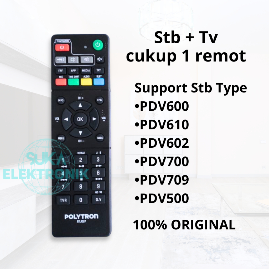 Suka Elektronik Remote Remot Set Top Box Polytron 81j067 Original All Type PDV600 PDV610 PDV602 PDV7