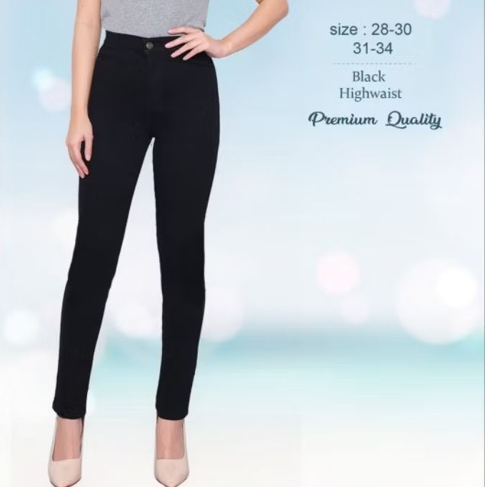 Jeans import hw pensil wanita warna hitam original Miss 2000