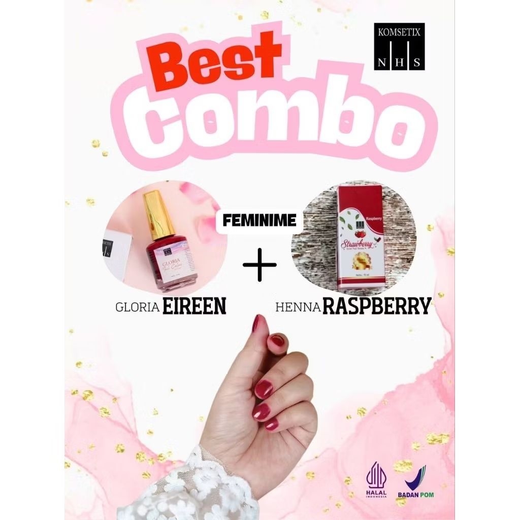Paket KUTEK Henna Gloria X Strawberry TAHAN LAMA - INAI KUKU- HENNA HALAL - KUTEK HENNA