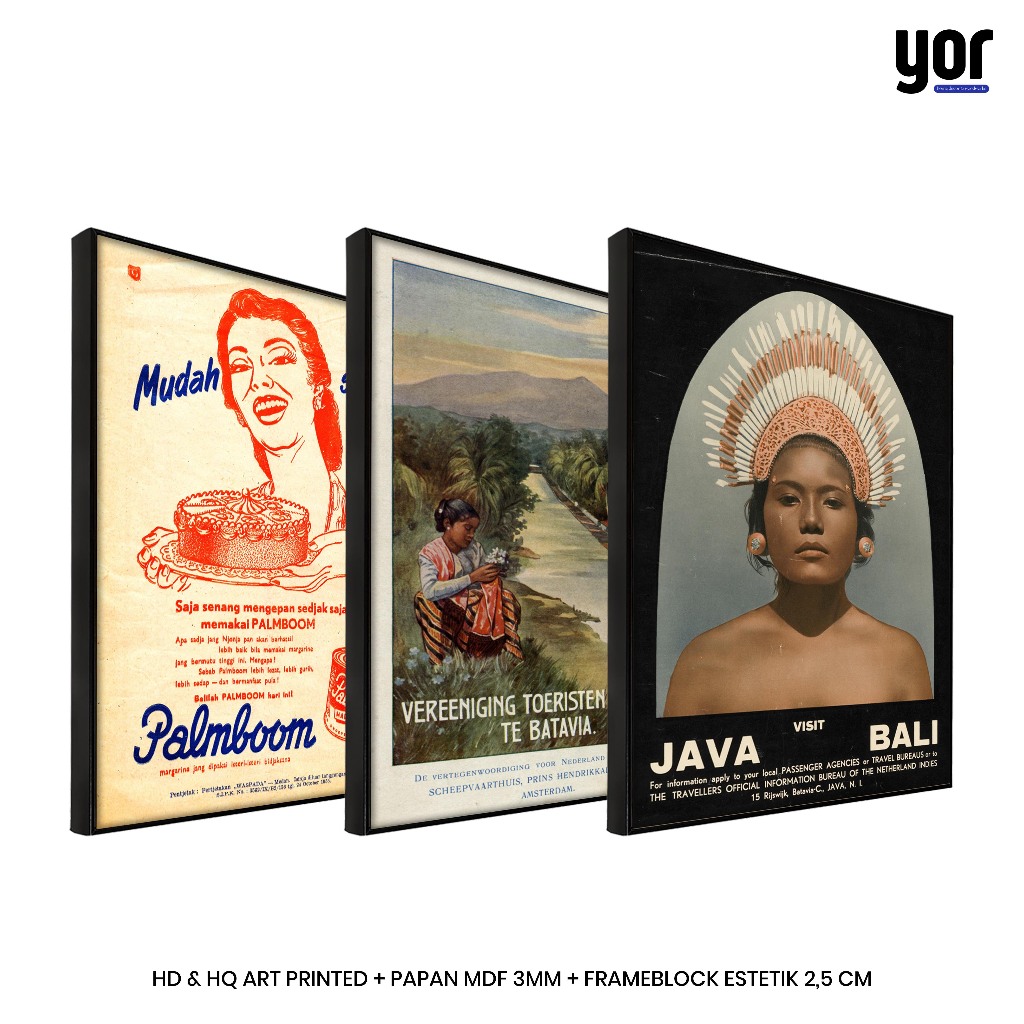 Yordecor Poster Iklan Jadoel Bingkai Frameblock - Poster Zaman Hindia Belanda - Poster Vintage