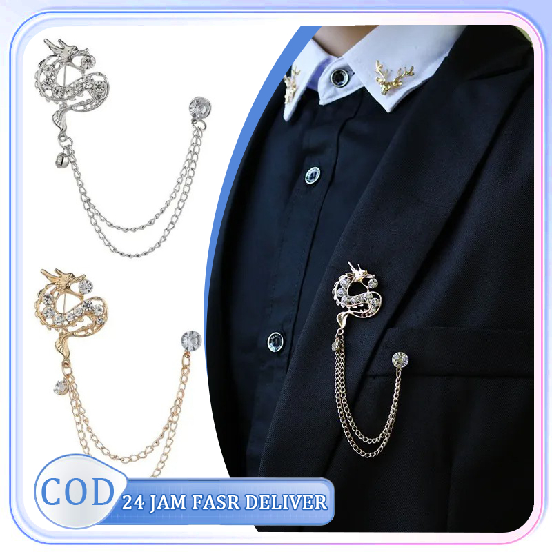 Bros Pin Rantai Bros Pin Rantai Jas Dragon Bros Pin Rantai Jas Rumbai Pin Bros Rantai Brooch Rantai