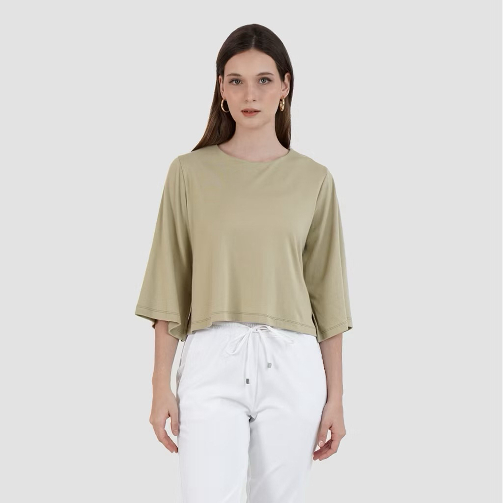 Preloved Mississippi Kaos Wanita Lengan 3/4 Premium Green