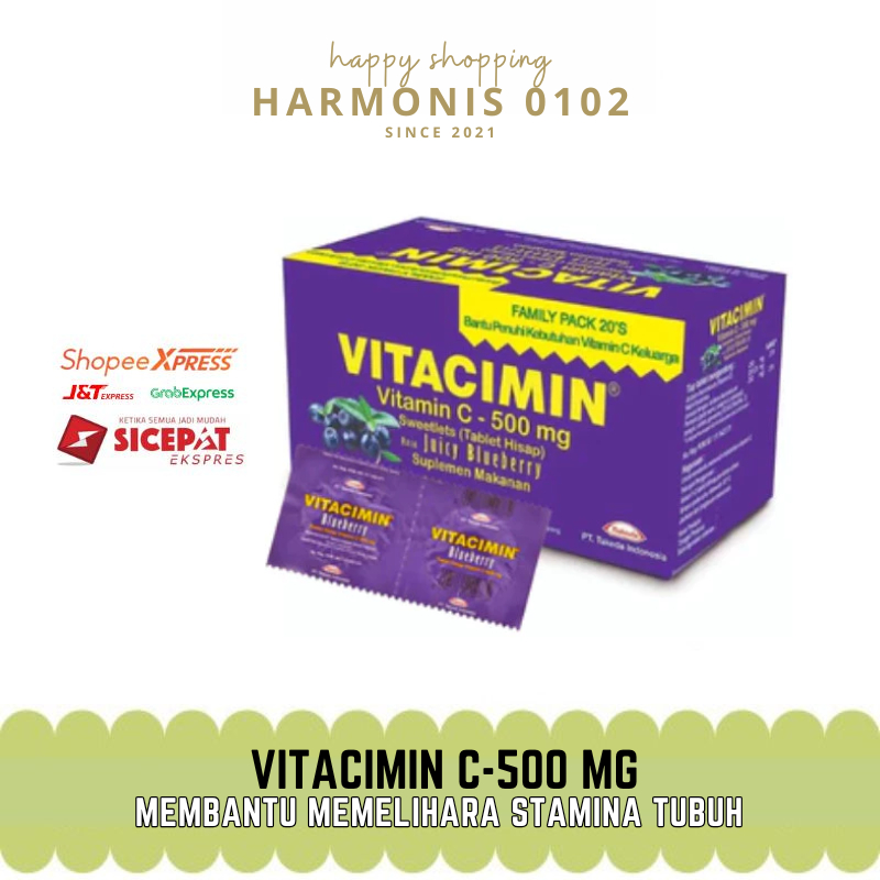 Vitacimin C 500 Mg Blueberry 1 Box Isi 10 Strip 20 Tablet