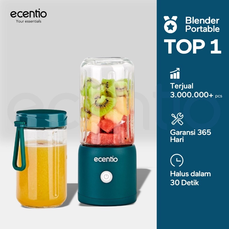ecentio Kaca blender 8 Mata Pisau Portable 380+380ml Usb Juicer Mini Multifungsi