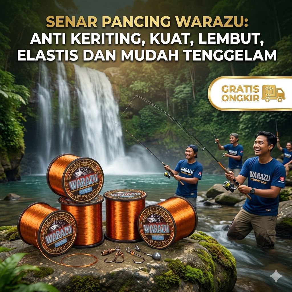 Senar Pancing WARAZU Roll Besar - ANTI KERITING & MUDAH TENGGELAM‎WARAZU Fishing Line - kuat Tahan G