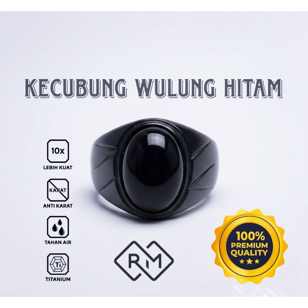 Cincin batu kecubung hitam ring titanium