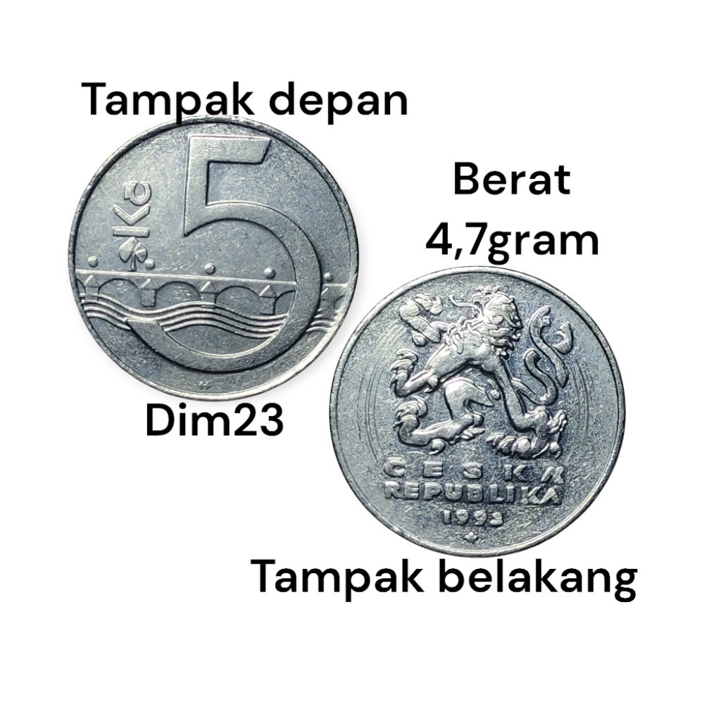 Koin Ceko, 5 Korun Tahun 1993