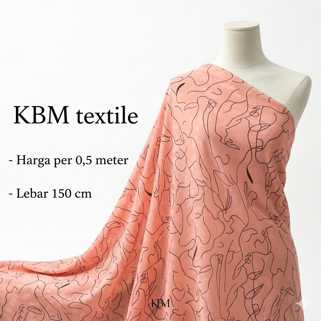 Kain Sifon Ceruty Premium Motif Garis Abstrak  kr