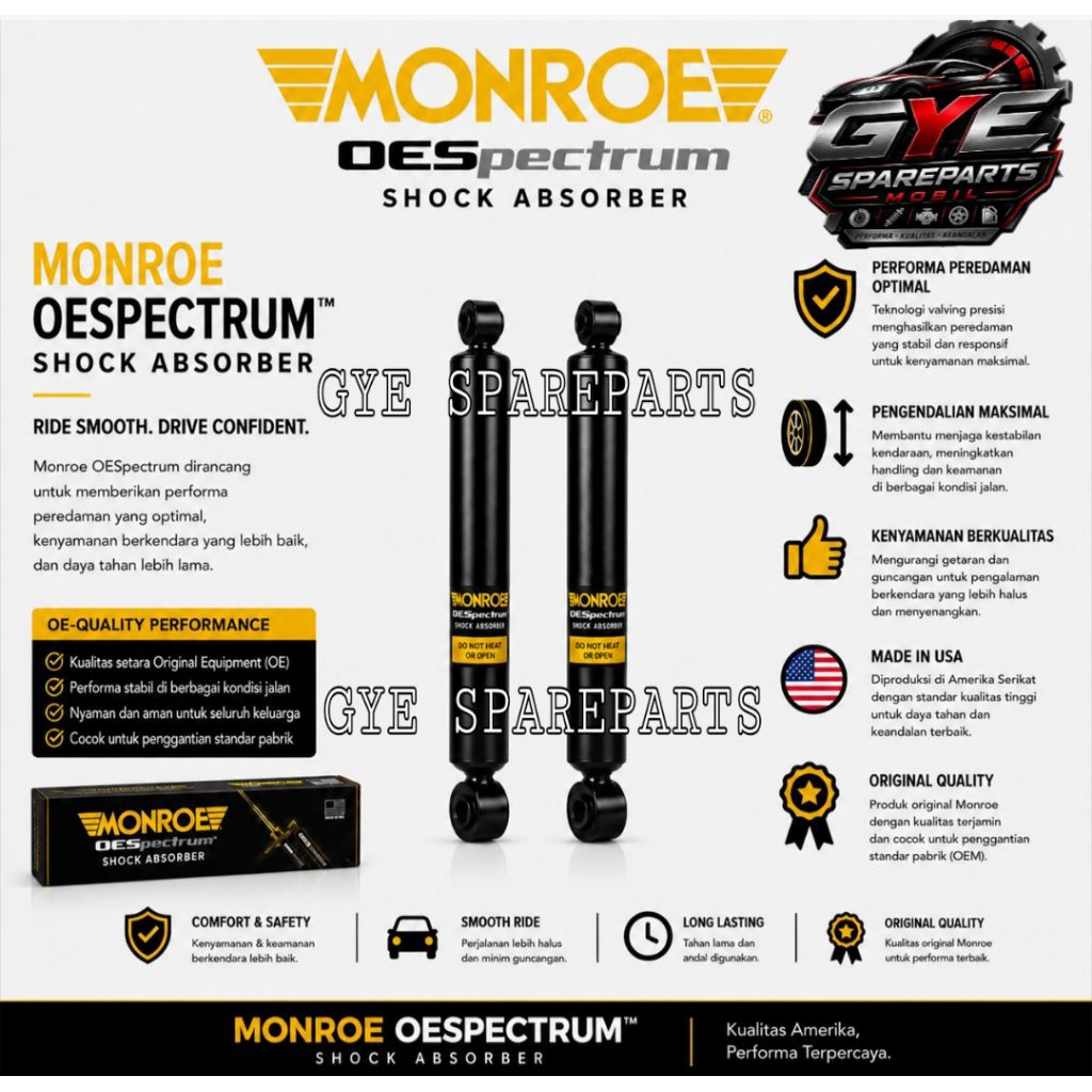 SHOCKBREAKER BELAKANG TOYOTA YARIS BAKPAO ORIGINAL MONROE OESPECTRUM