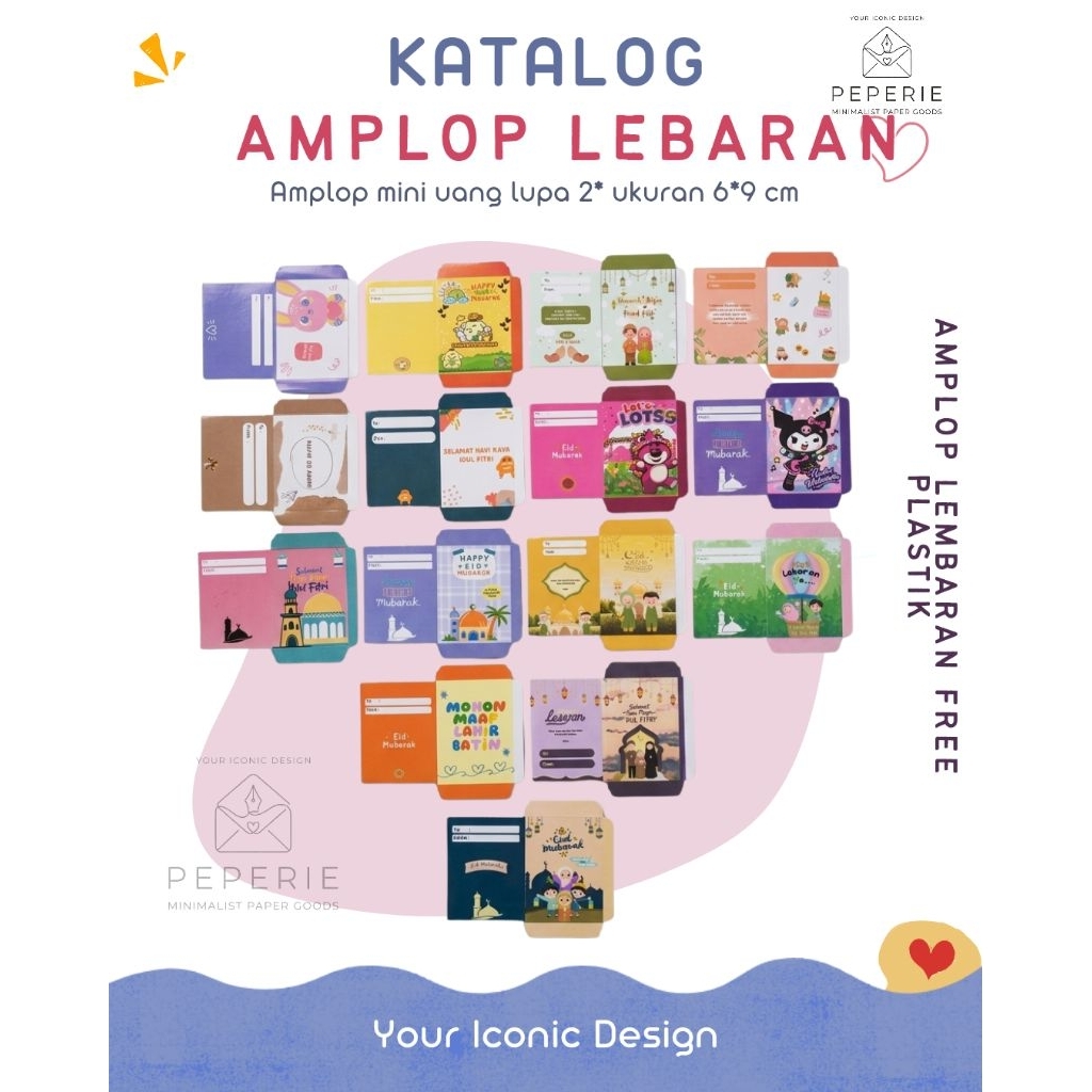 ( Isi 1000 Lembar) Amplop Lebaran Size Mini Kartun Muslim Aesthethic 2027