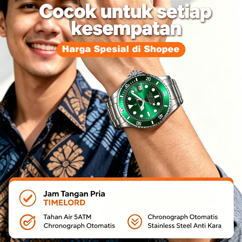 Timeord 2099 Jam Tangan Pria Rolex Automatic Luxury original 100% Jam Tangan Tanpa Baterai Terbaru A