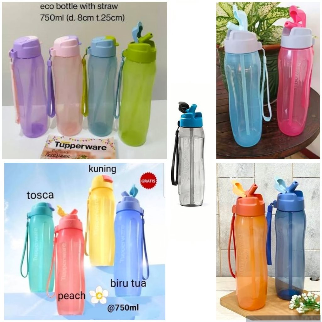 tupperware botol eco straw 750 ml botol sedotan 750ml