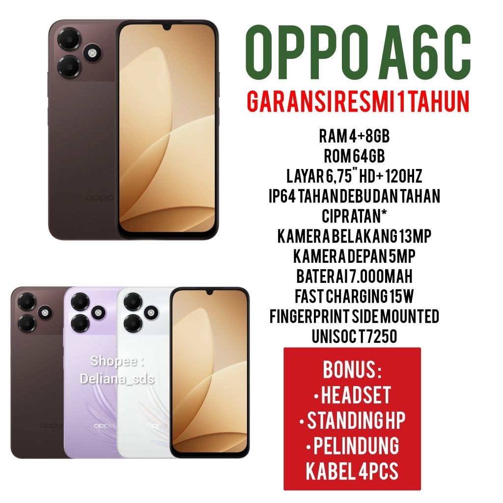 Oppo A6c 4/64 4+8/64 12/64 Garansi Resmi 1 Tahun Oppo A6c 4+8/64 Oppo A6c 12/64