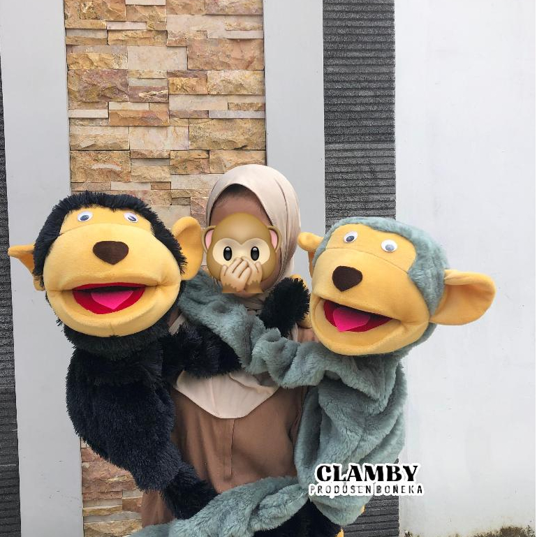 Muppet Monyet Jumbo Ukuran 1 Meter Handpuppet Ventriloquist Boneka Monkey Cablak Peraga Dongeng