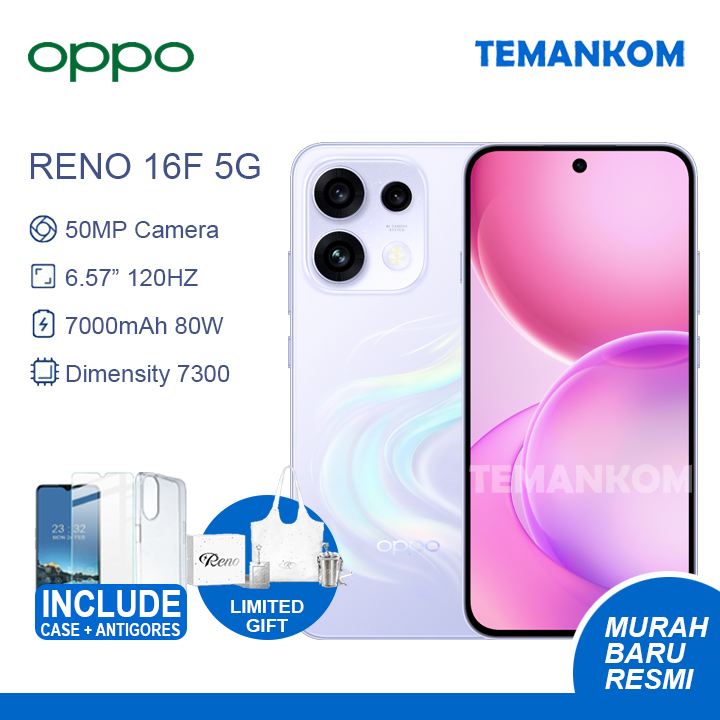 PRE ORDER Oppo Reno 16F 8/128 RAM 16GB 8+8 Extend 8GB 128GB Baru 2026 RENO 16 F GARANSI RESMI