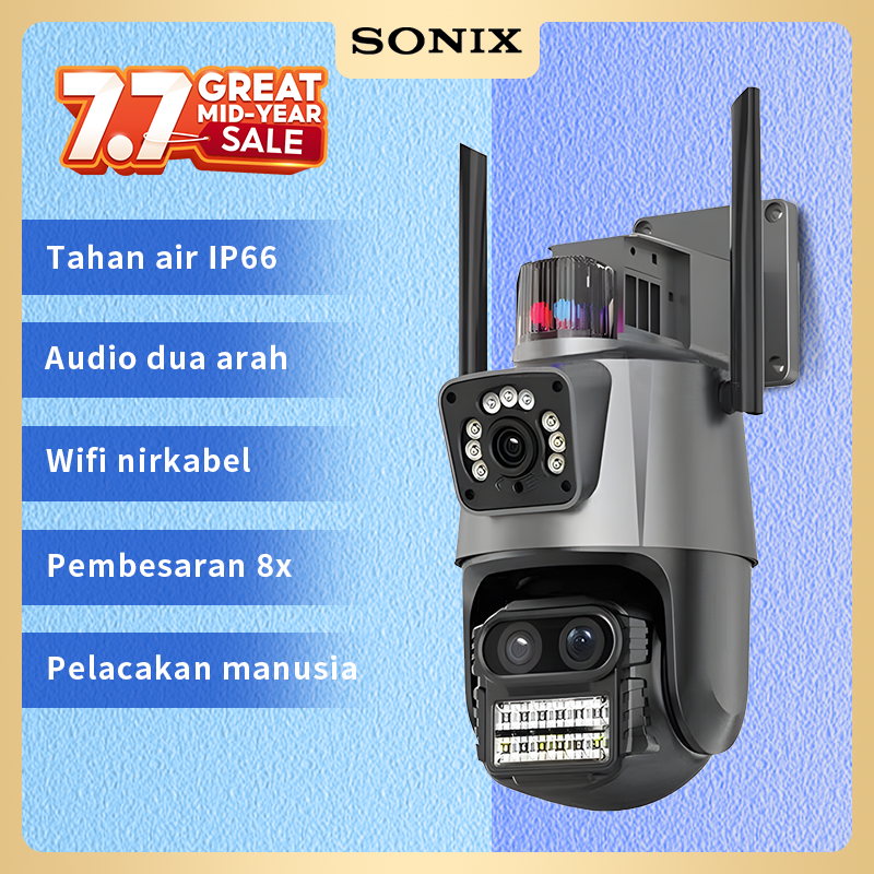 Sonix IP Camera SCM01 CCTV 8MP 4K Dual Lens Outdoor Kamera Wifi Outdoor Waterproof Auto Tracking 360