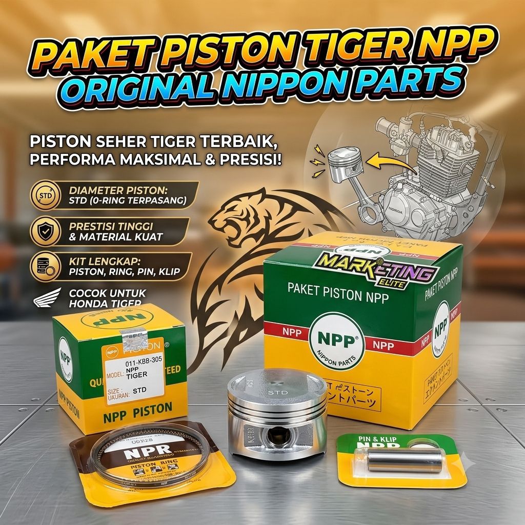 Piston Tiger NPP set ring Piston Kit NPP TIGER STD 25 50 75 100 150 200 250 275 300 PIN 15