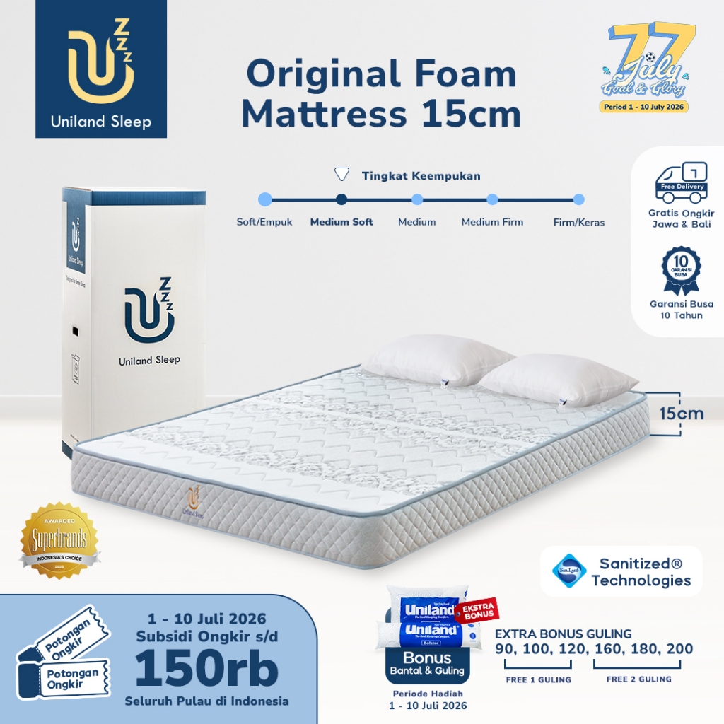 Uniland Sleep Kasur Busa Original 15cm Free Bantal & Free Ongkir Jawa Bali