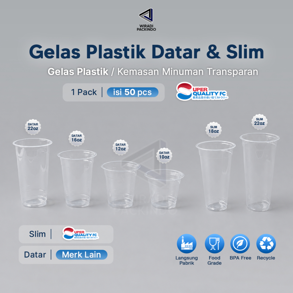 GELAS PLASTIK DATAR 22OZ / GELAS PLASTIK 18OZ & 22OZ SLIM DATAR / CUP DATAR 22OZ / GELAS PLASTIK TEB