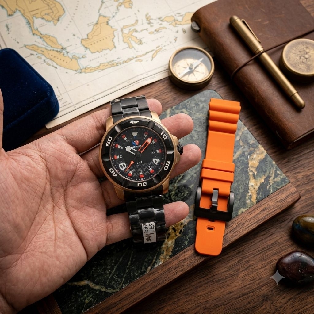 Jam tangan Expedition 6711 tali rantai free tali karet Original Pria