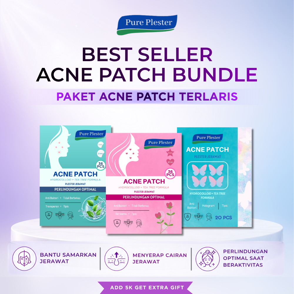 Best Seller Acne Patch Bundle Paket Plester Jerawat Terlaris - Transparan - Love & Star Pink - Holog