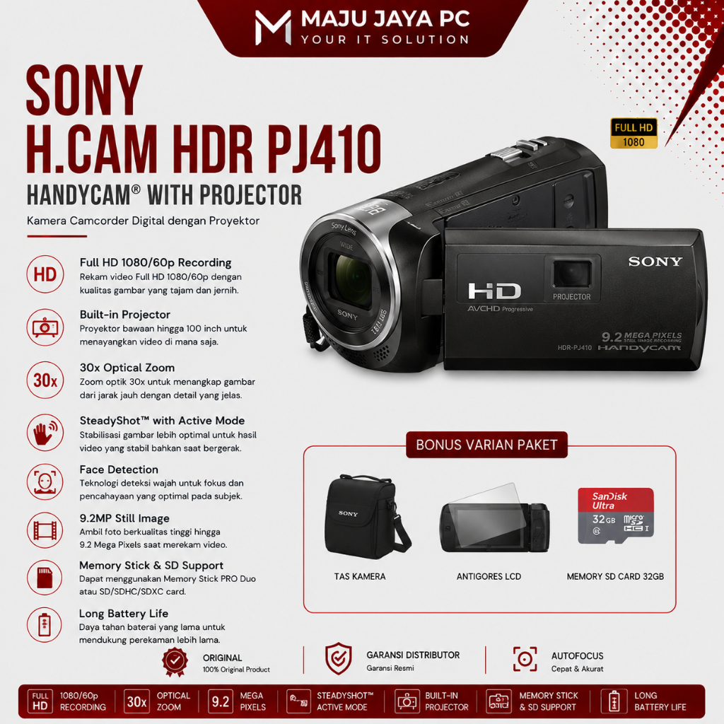 Handycam sony HDR-PJ410 original / SONY HANDYCAM HDR PJ 410 BARU