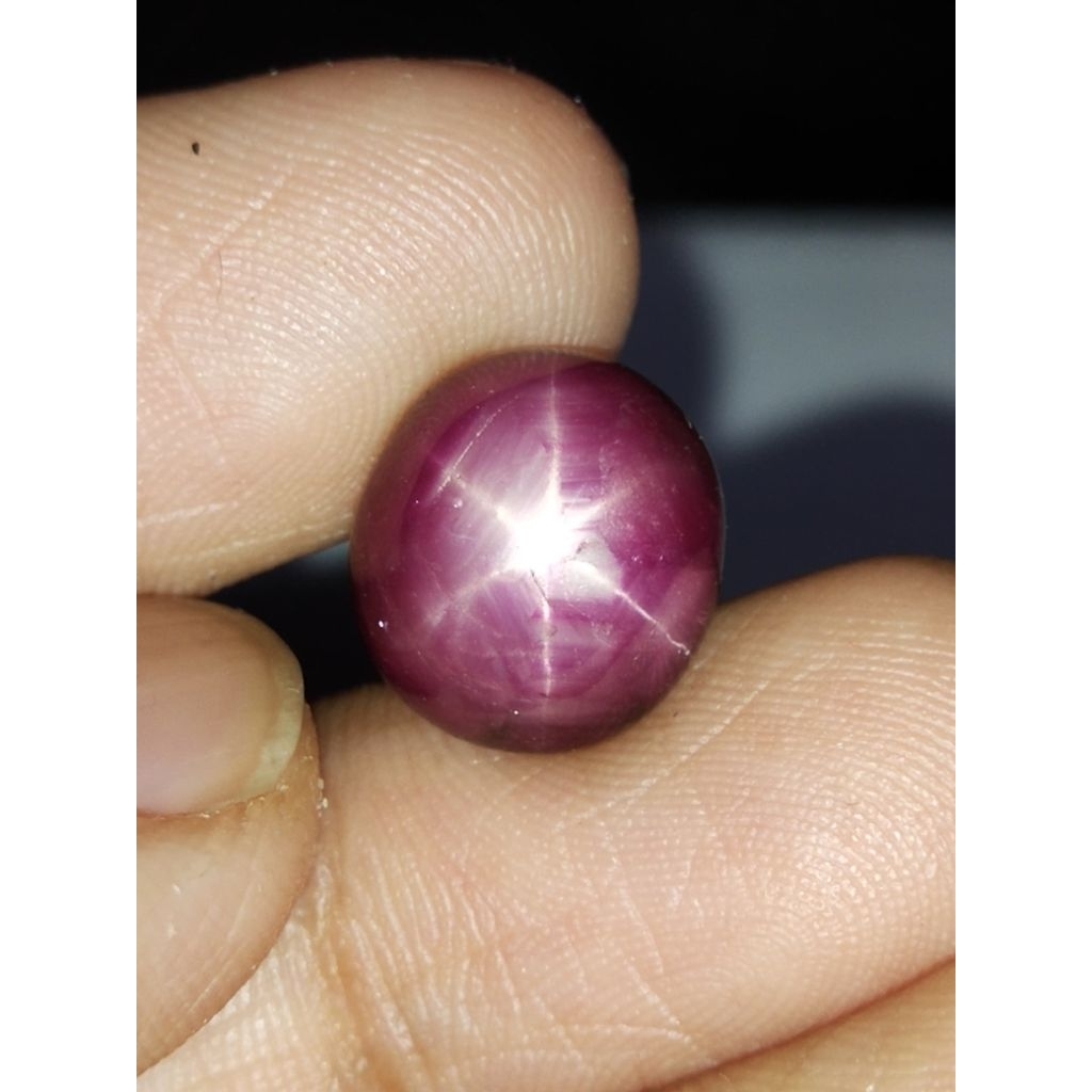 Natural Ruby Star 12.5 x 11 x 6 mm 10.2 Ct Merah Super Delima Oval Cabochon Batu Asli Code 2143