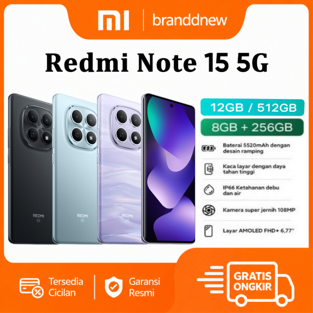 HP XIOMI REDMI NOTE 15 5G 12GB/512GB GARANSI RESMI