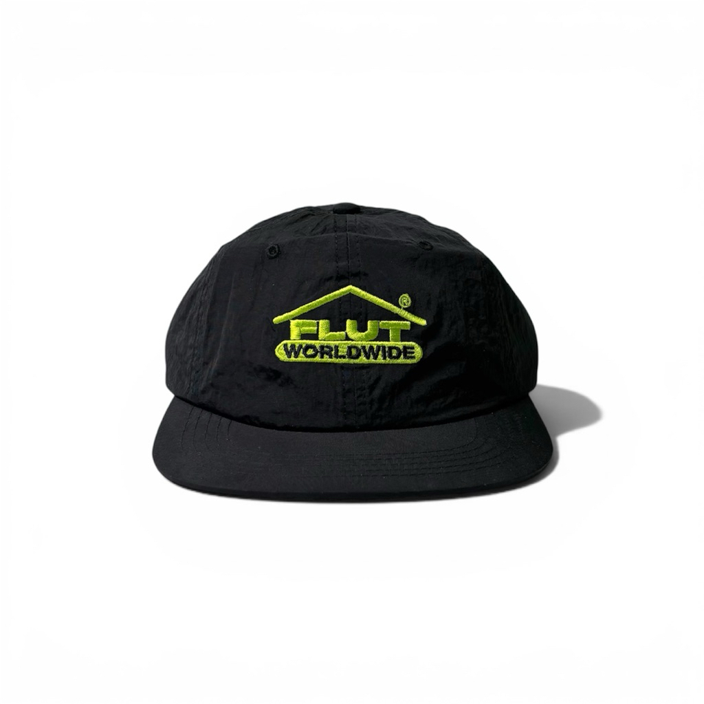 Topi 6 Panel Snapback - Flut Worldwide Burn Six Panel Nylon Caps Black