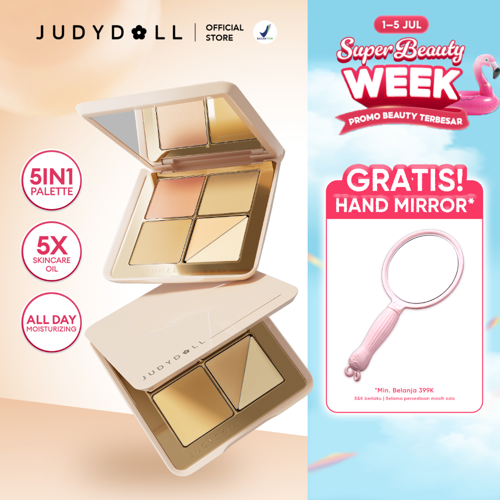 Judydoll 2 in 1 Concealer & Corrector Palette - menutupi bekas jerawat, mata panda, salmon dan green