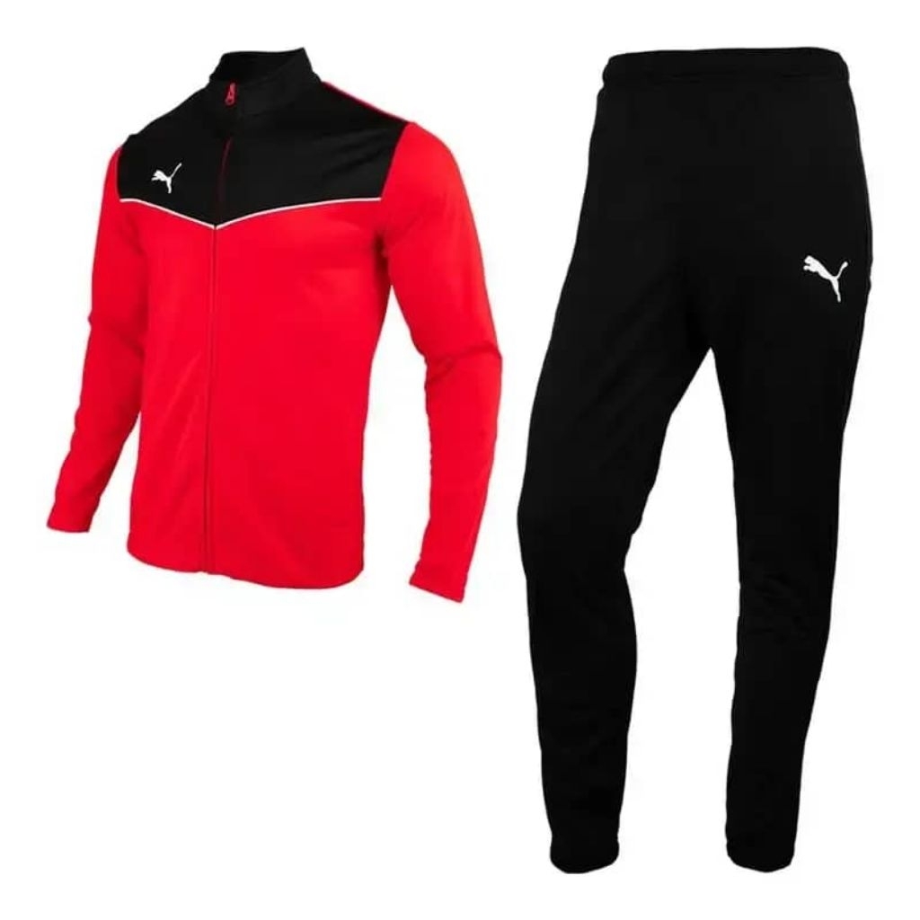 Jaket Tracksuit Pria Puma Individual Rise RedBlack