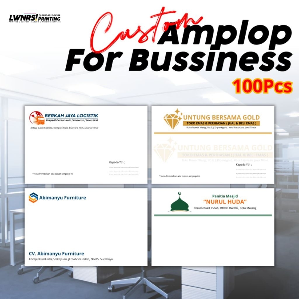 Custom Amplop Badan Usaha | Amplop Custom Nama dan Alamat Untuk Yayasan, Perusahaan dan Surat Jalan