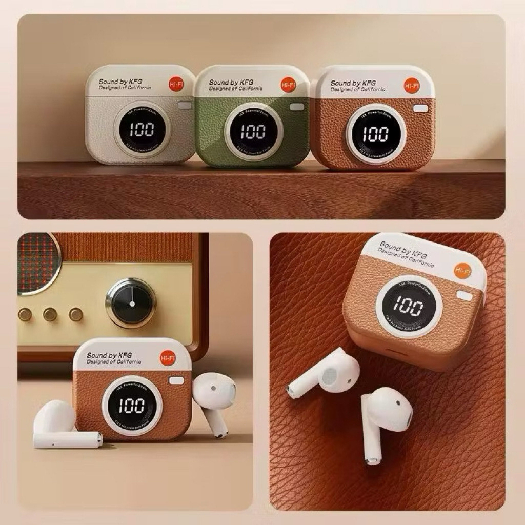 TWS Bluetooth Kamera Earphone Mini (coklat)