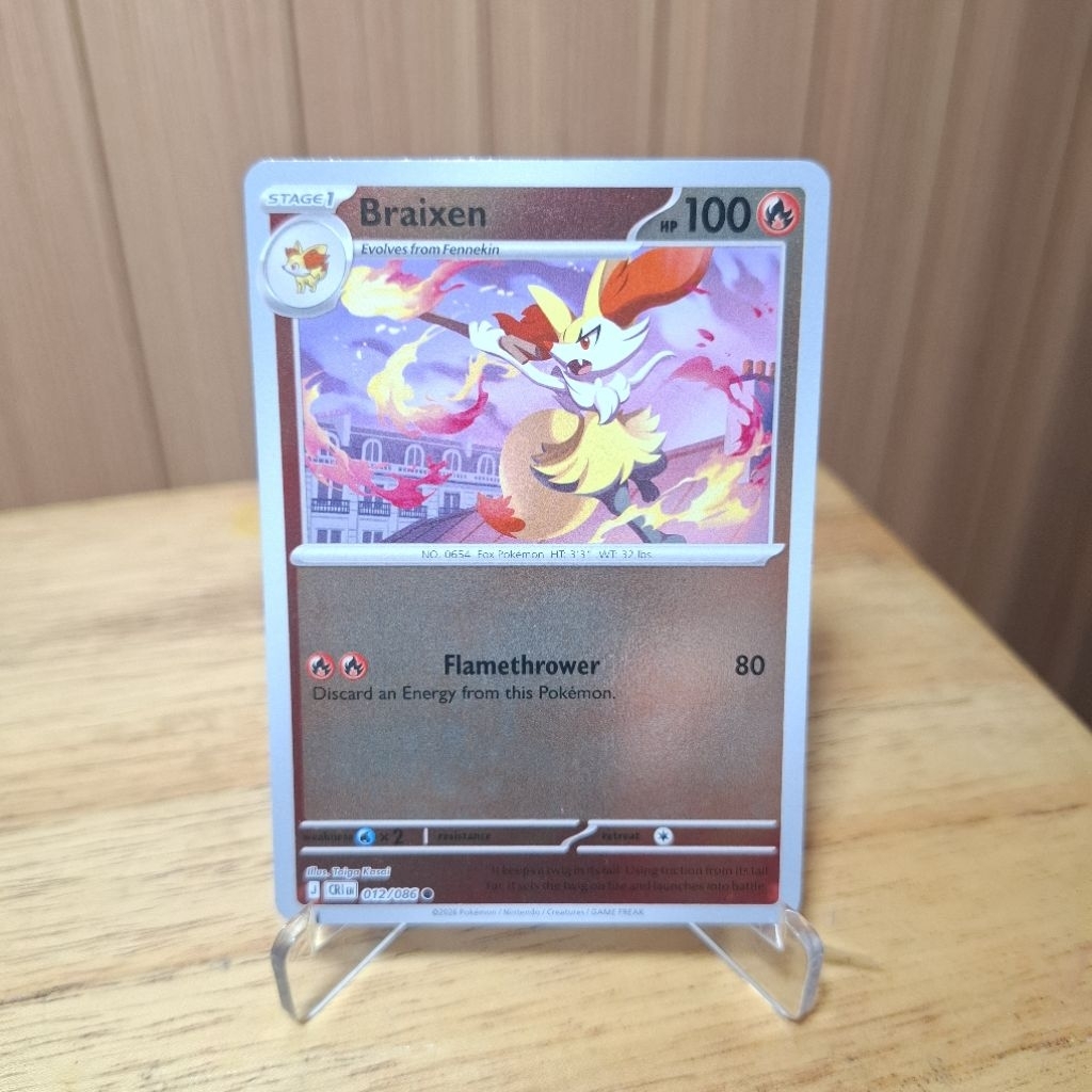 Braixen CRI EN Reverse Holo - Kartu Pokemon Original