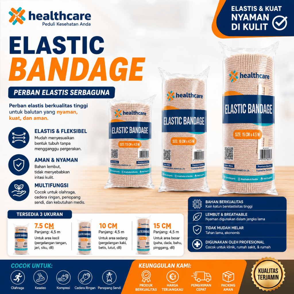Perban Elastis Healthcare Elastic Bandage Verban Elastis Untuk Cedera Keseleo Pergelangan Tangan Kak