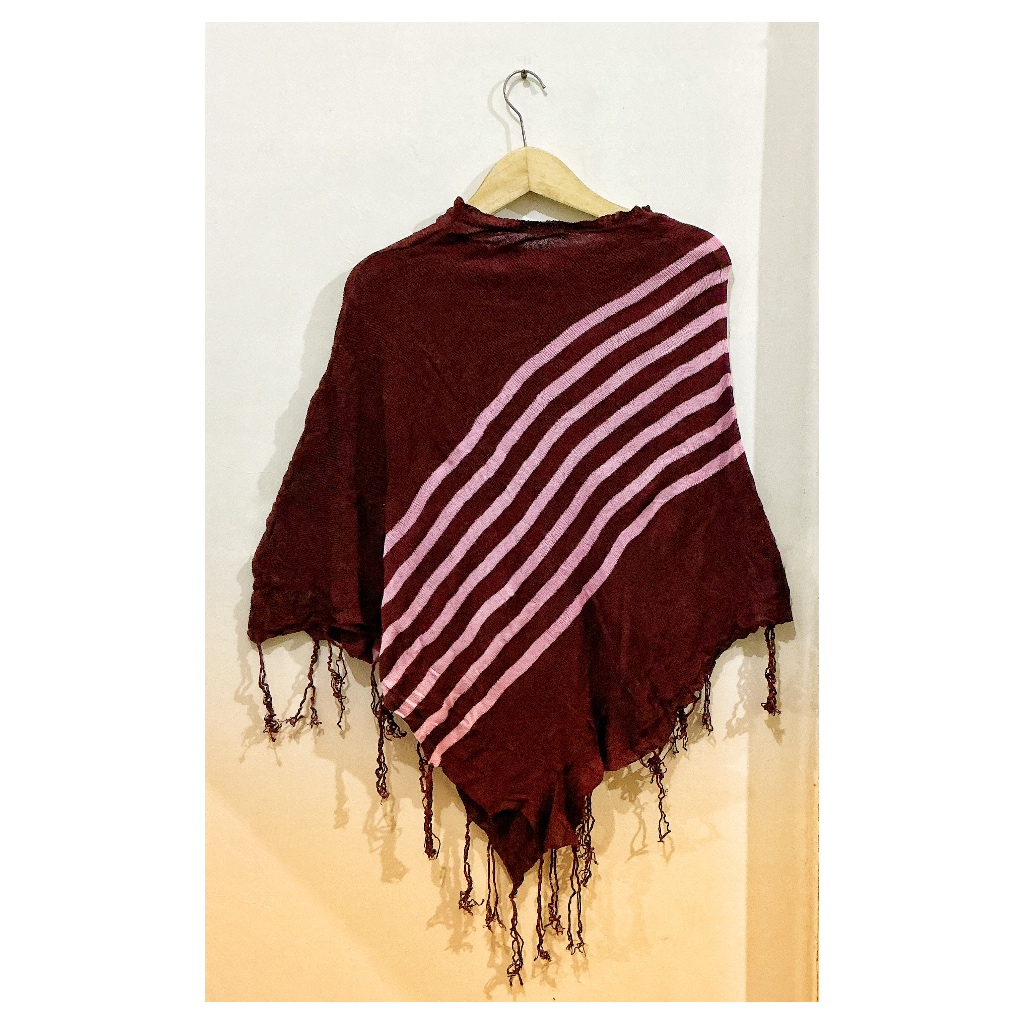 Outer Rajut Free Size Cape Merah Marun