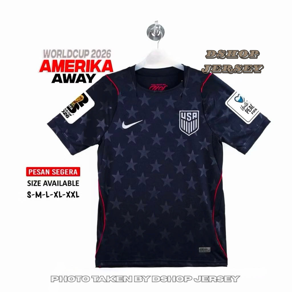 JERSEY BOLA JERSEY FUTSAL JERSEY SEPAK BOLA BAJU OLAHRAGA AMERIKA USA AWAY 2026 PIALA DUNIA