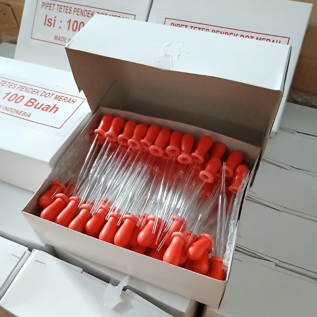 Pipet Tetes Kaca / Pipet Pendek Kaca Dot Merah