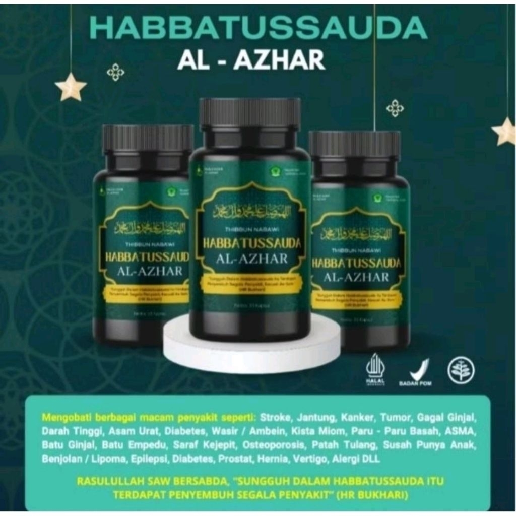 Habbatussauda Al-Azhar 1 Botol 33 Kapsul - Grade A, Murni Tanpa Campuran, Dosis Tepat