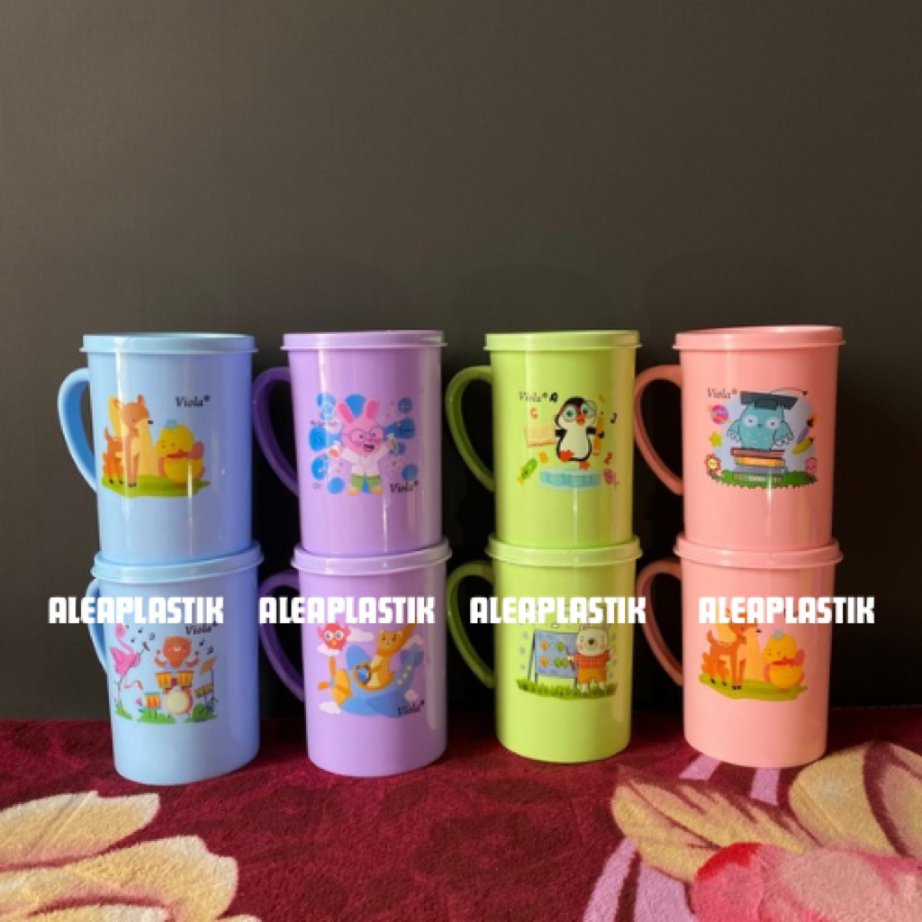 ( 6 Pcs) CANGKIR TUTUP KELSYA|MUG MINI WARNA PASTEL MOTIF LUCU